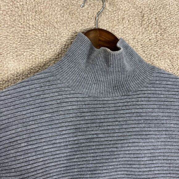 Theory Sweater Womens Smalll S Noble Gray Ribbed Mock Neck Wool Blend Pullover - Picture 4 of 10